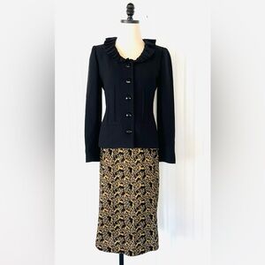 Vintage Black Ruffle Collar Jacket Blazer Small Luxury Neiman Marcus Statement
